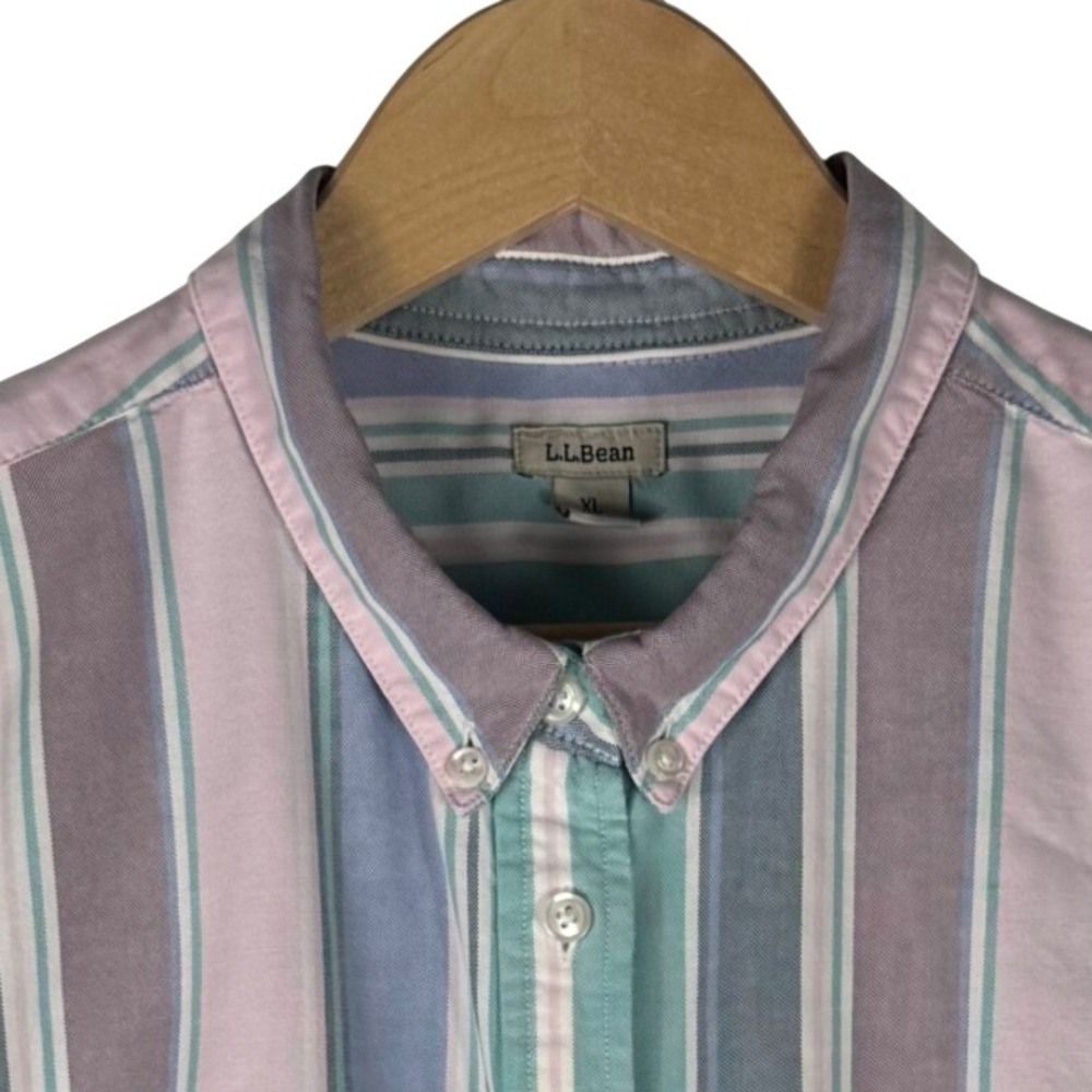LL Bean Petite XL Striped Organic Cotton Oxford Button Down Shirt 506878 - Picture 5 of 7